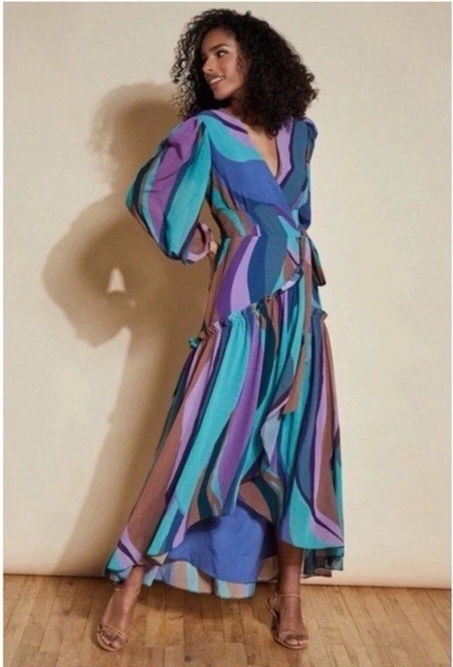 Anthropologie Hutch Geo Wrap Maxi Dress Size XS